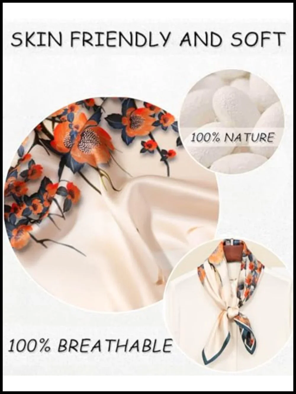 Satin Hair Bandana Scarf Women Lightweight Fashion Neck Scarf Silk